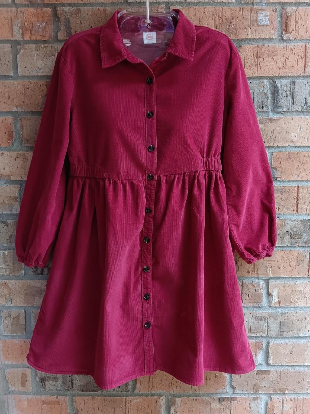 Wonder Nation Girls Corduroy Dress Button Front Long Sleeves Berry Size L Plus
